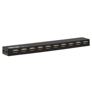 10Port USB Hub with Power Supply and International Plug Adapters